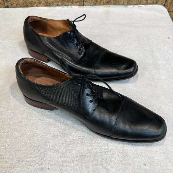 Florsheim Mens Oxford Dress Shoes Black Leather FlexSole Embossed Lace Up 11.5D main image 7